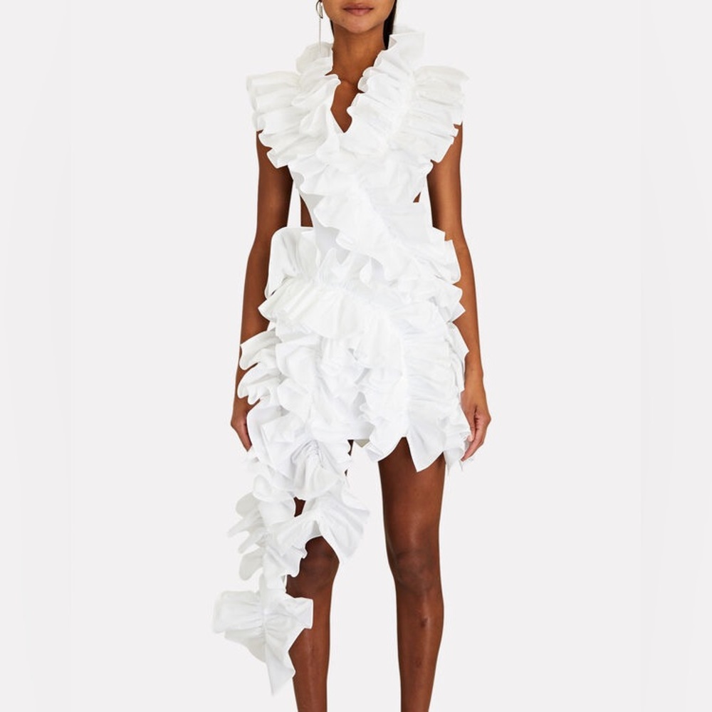 Aknvas Open-Back Ruffled Mini White